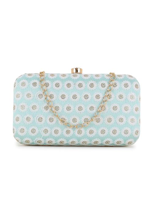 light blue embroidered box clutch - 18451970 - Standard Image - 0