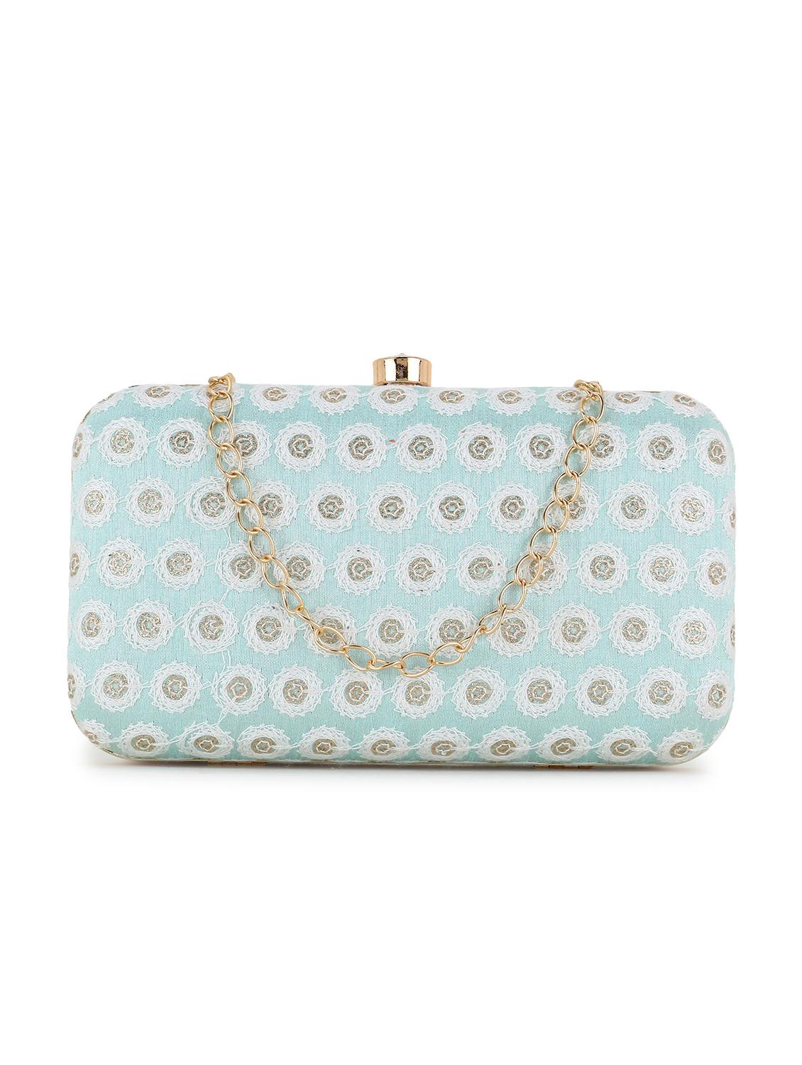 light blue embroidered box clutch - 18451970 - Zoom Image - 0