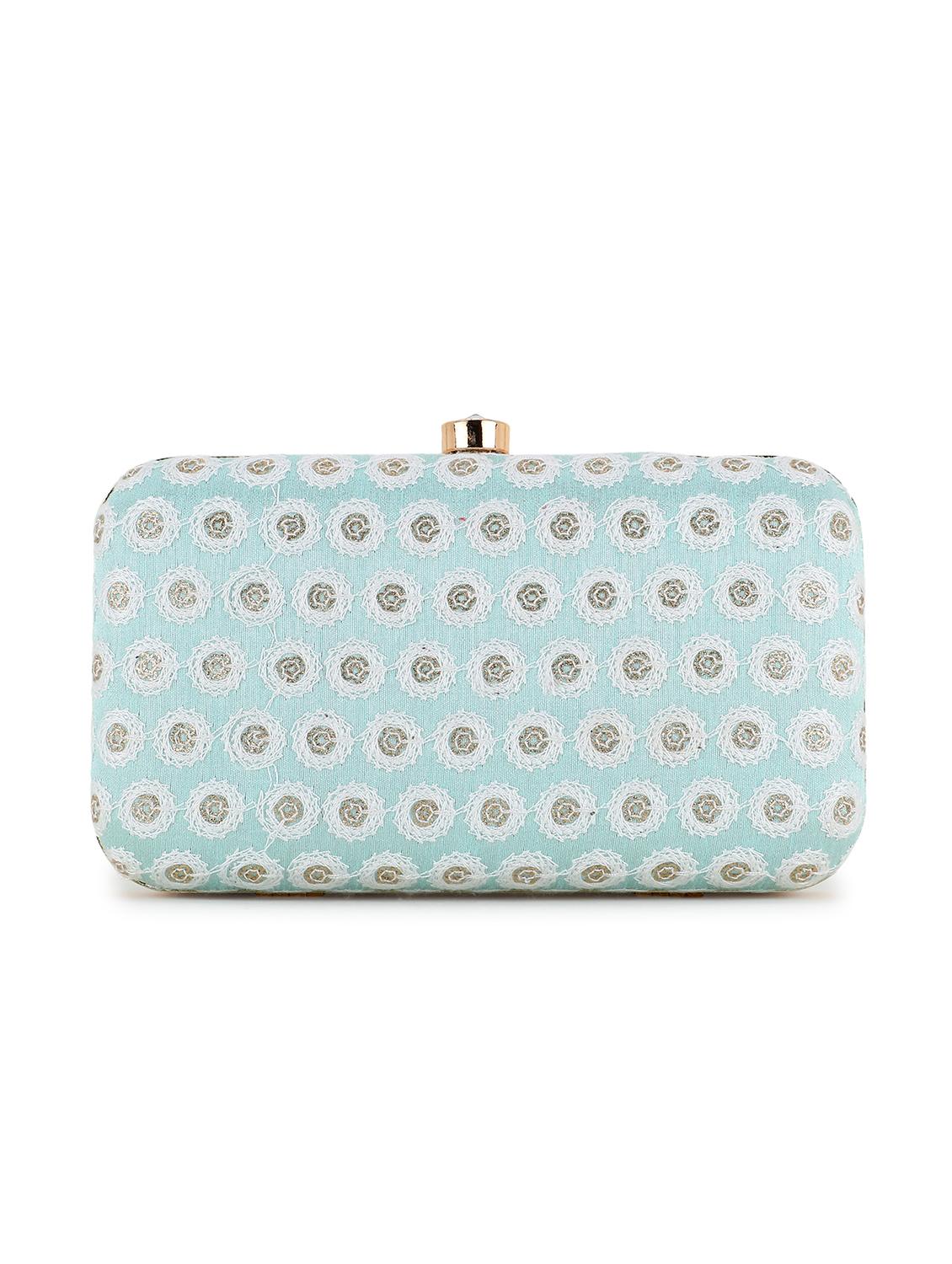 light blue embroidered box clutch - 18451970 - Standard Image - 1