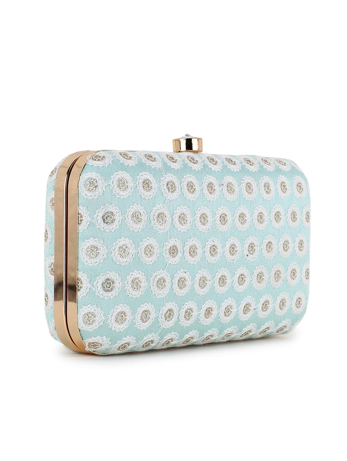 light blue embroidered box clutch - 18451970 - Standard Image - 4