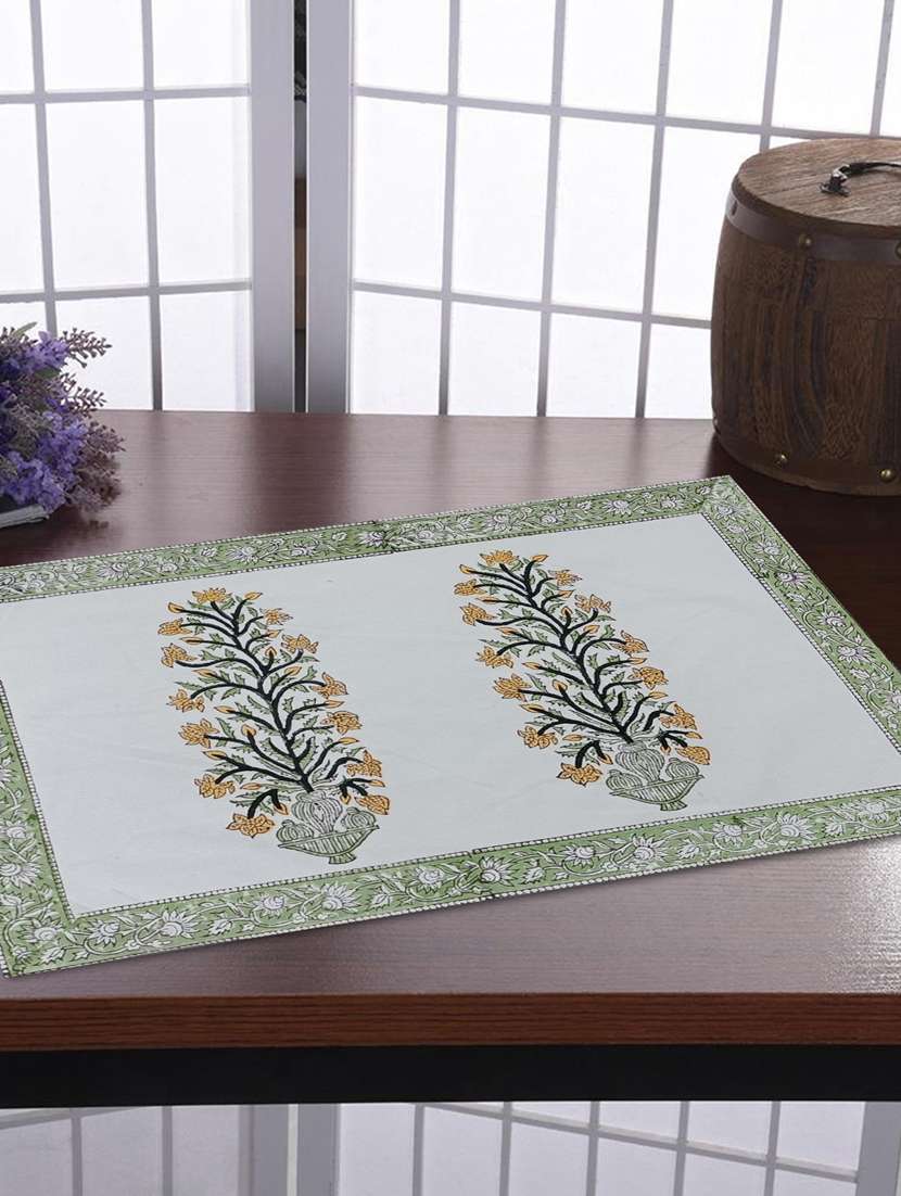 texstylehome thick cotton canvas jaipuri block print table mats