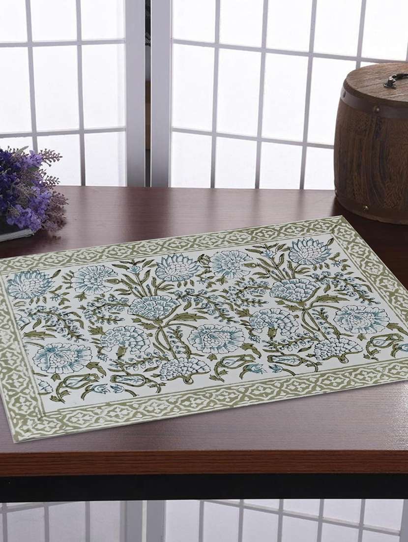texstylehome thick cotton canvas jaipuri block print table mats
