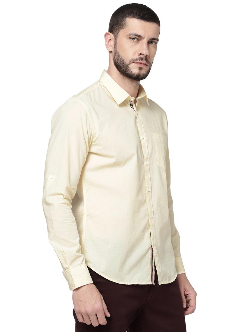 cream solid casual shirt - 18452291 - Standard Image - 1
