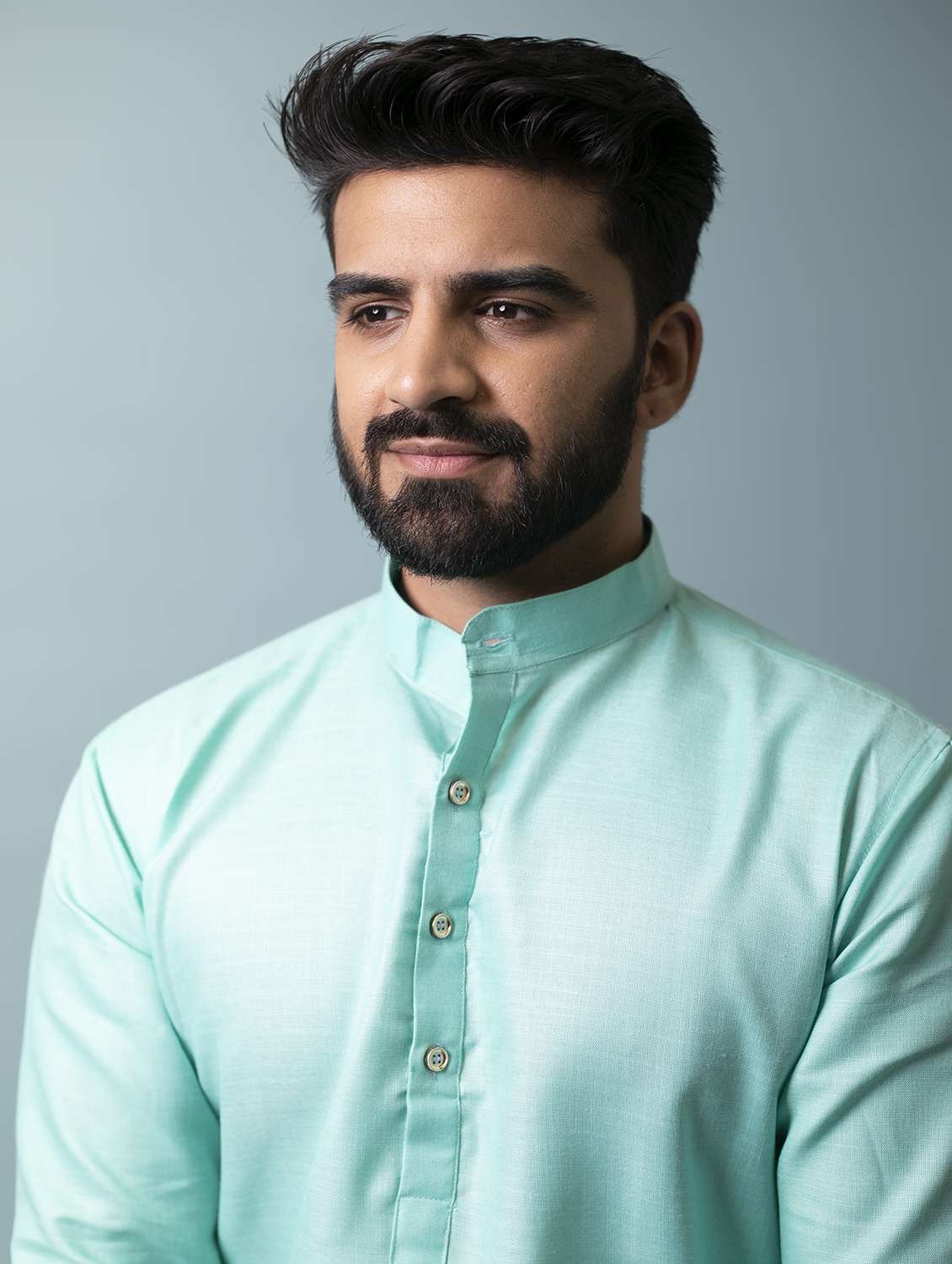 turquoise solid kurta pyjama ethnic wear set - 18452316 -  Standard Image - 4