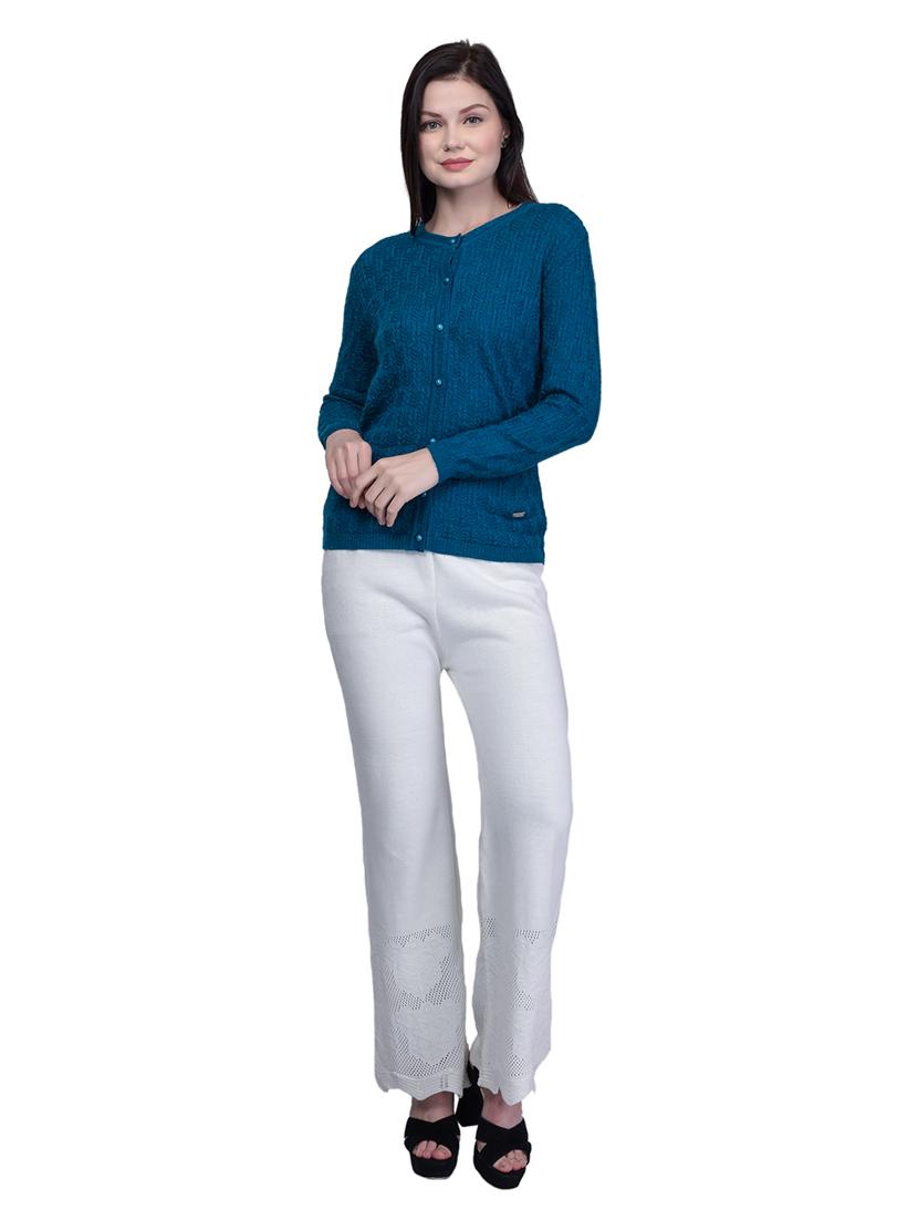 teal blue woven cardigan - 18452335 - Standard Image - 4