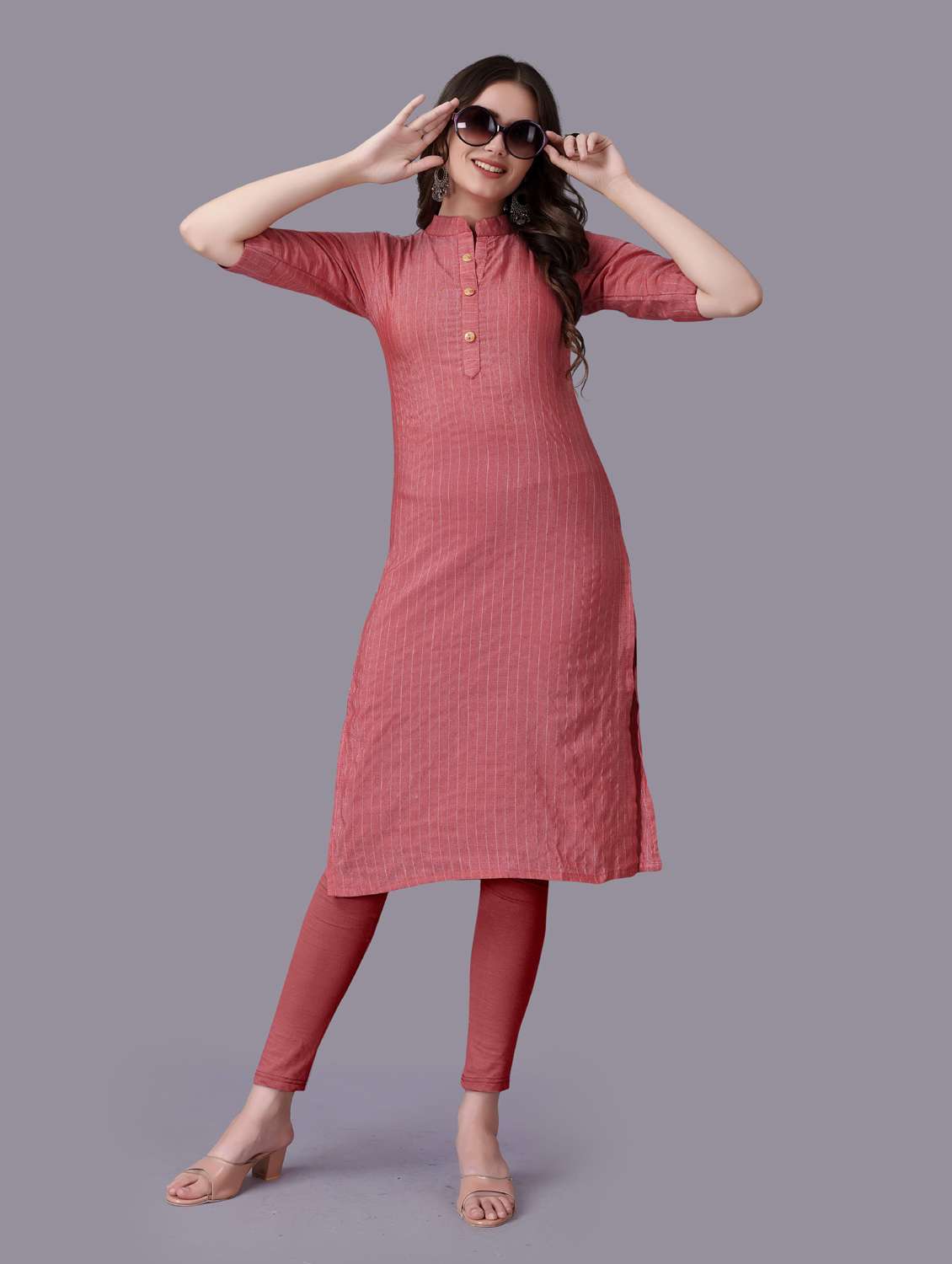 self design striped straight kurti - 18452572 -  Standard Image - 4