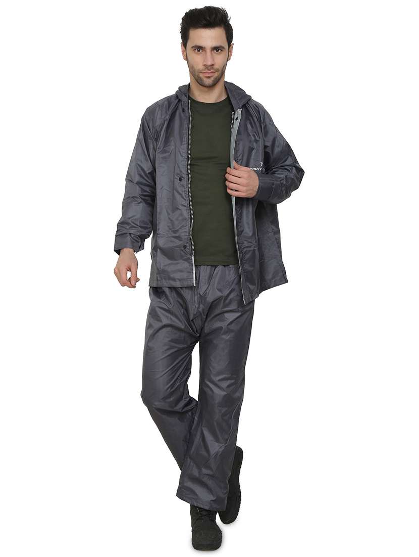grey solid rain suit set