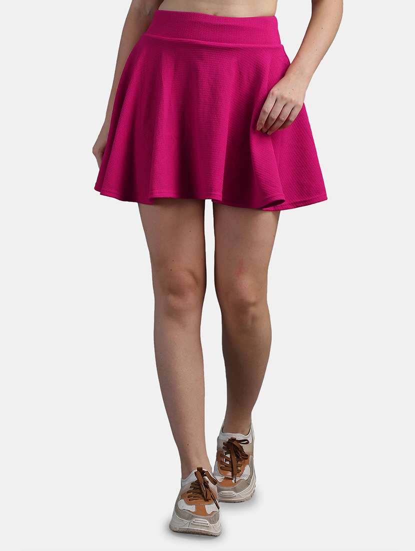 fuchsia solid skater skirt