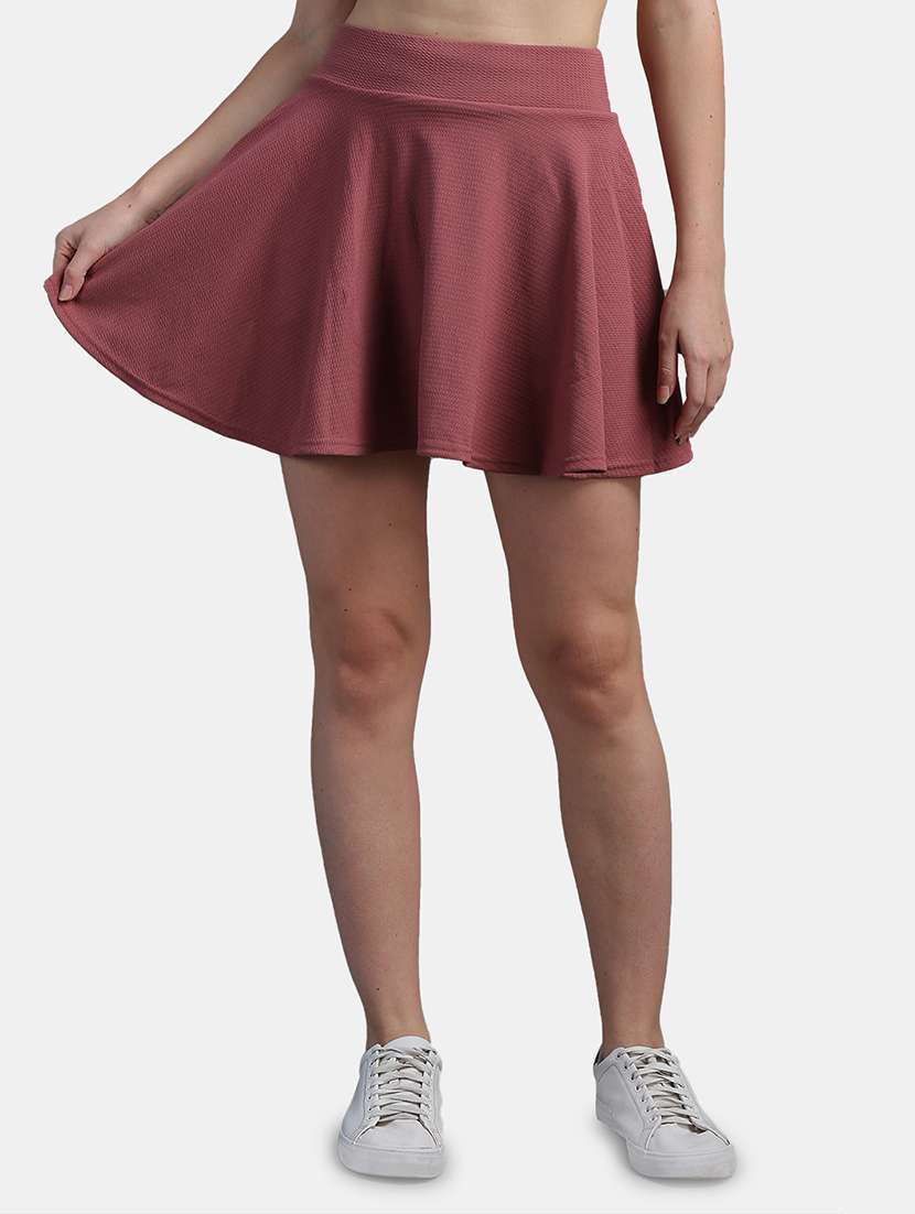 pink solid skater skirt