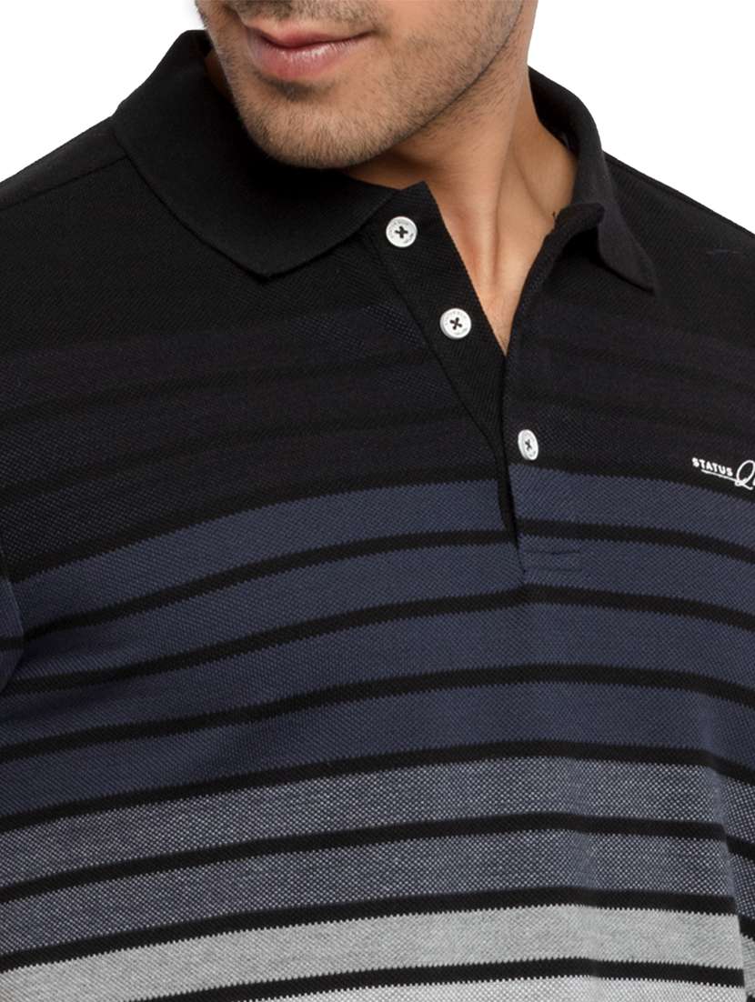 navy-blue striped polo t-shirt - 18453539 - Standard Image - 4