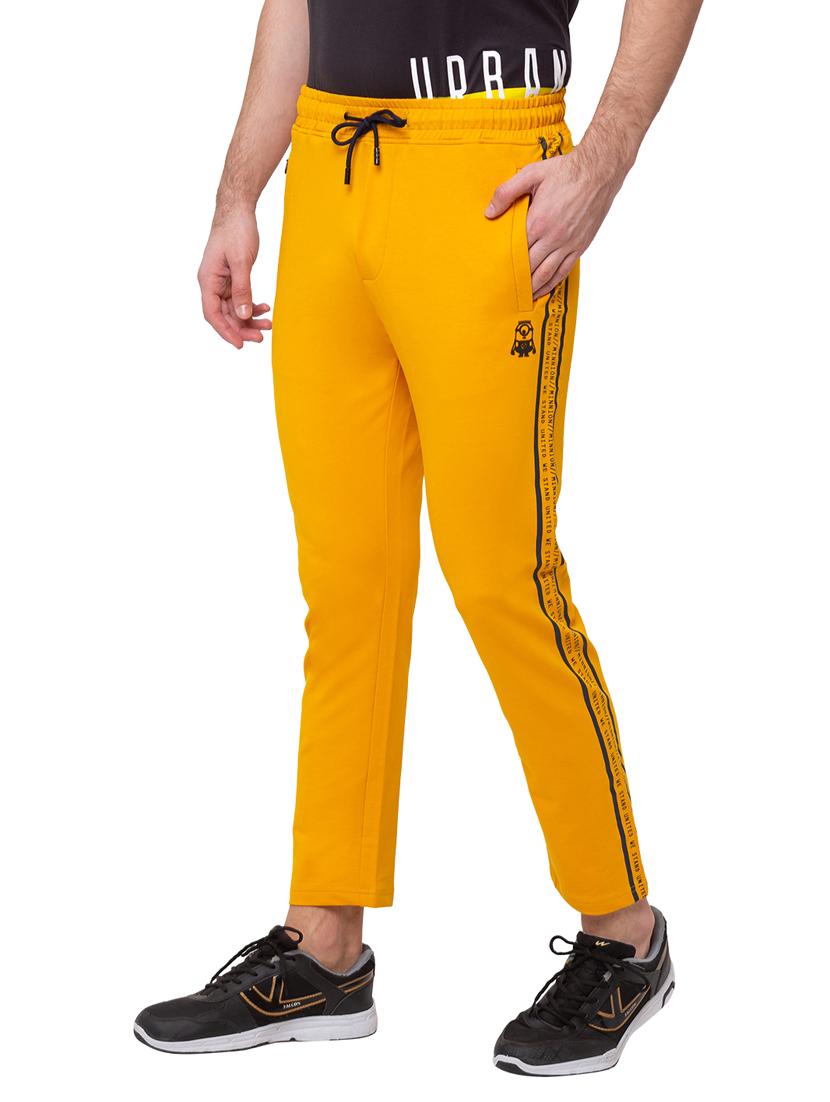 yellow solid full length track pant - 18453553 - Standard Image - 1