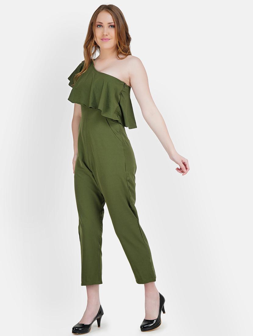single shoulder three fourth jumpsuit - 18453607 -  Standard Image - 1