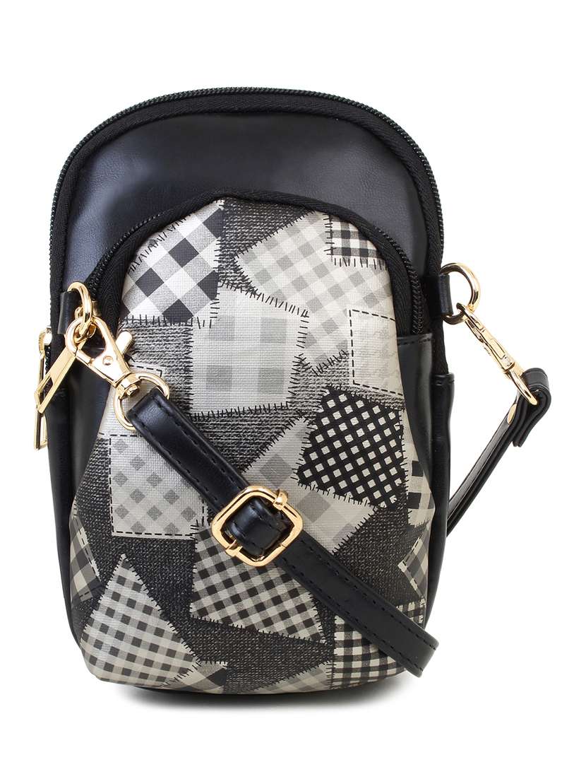 black checkered messenger sling bag - 18453863 -  Zoom Image - 0