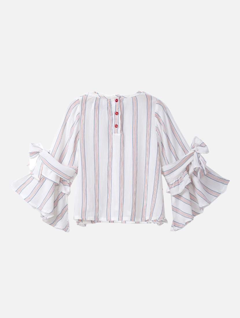 girls white striped top  - 18454400 -  Standard Image - 1