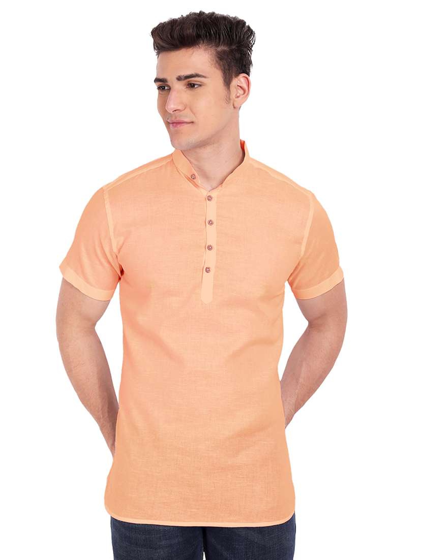 coral solid short kurta