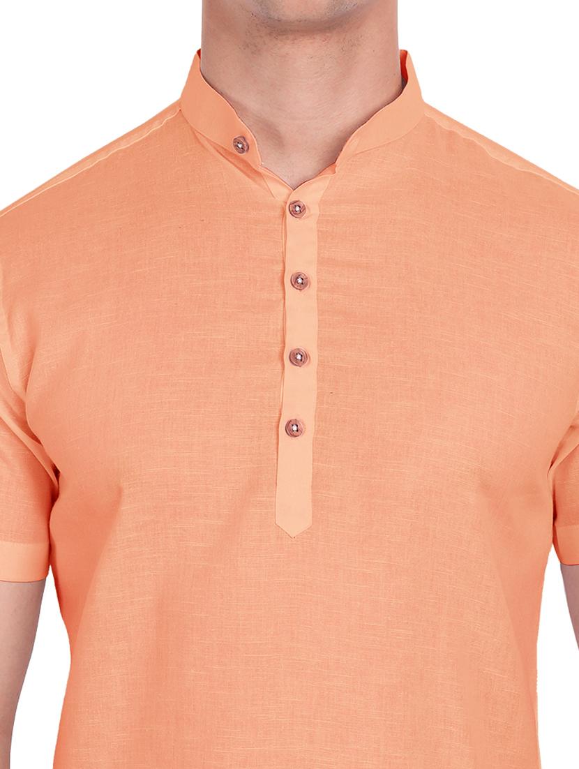 coral solid short kurta - 18454645 - Standard Image - 4