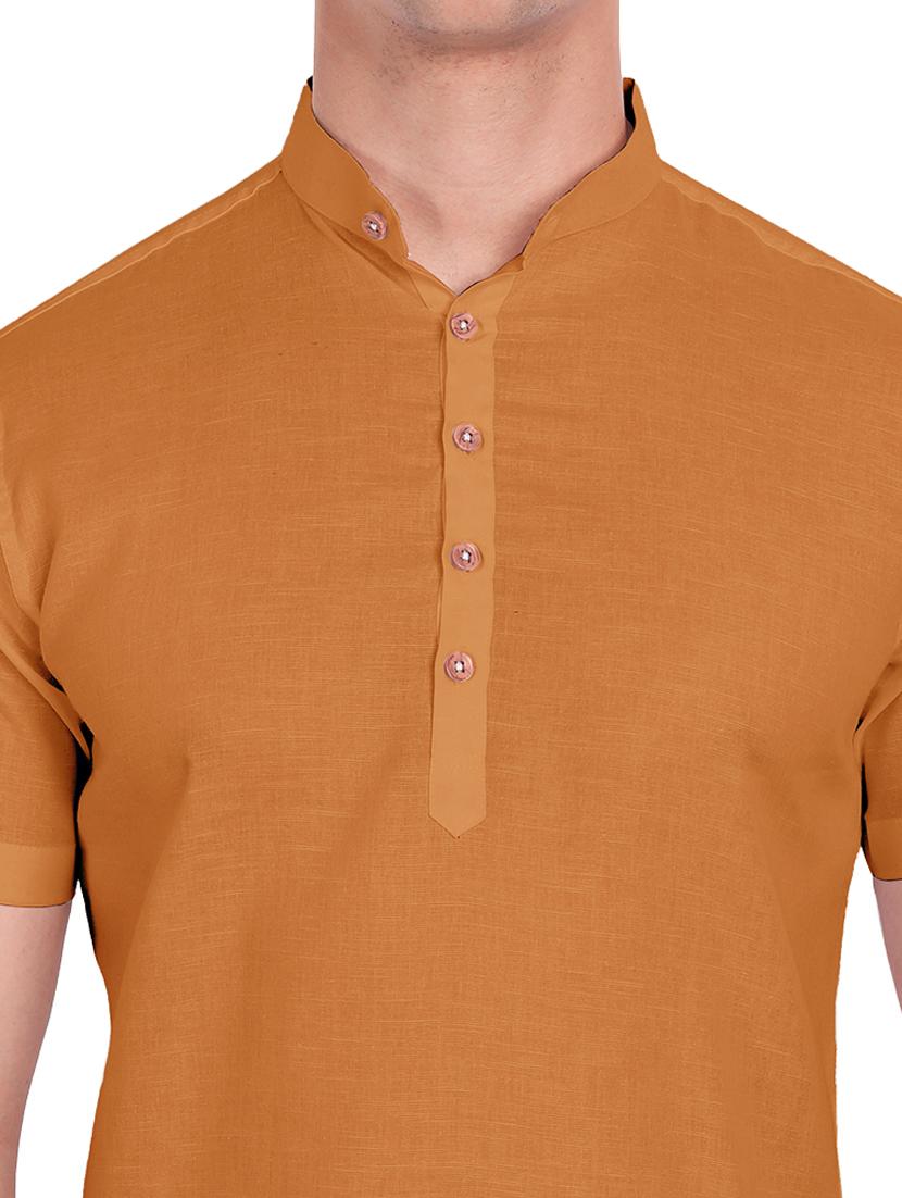 brown solid short kurta - 18454646 - Standard Image - 4
