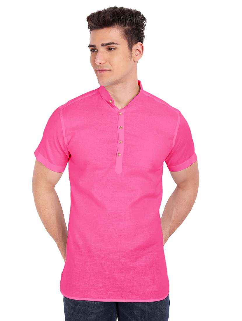pink solid short kurta