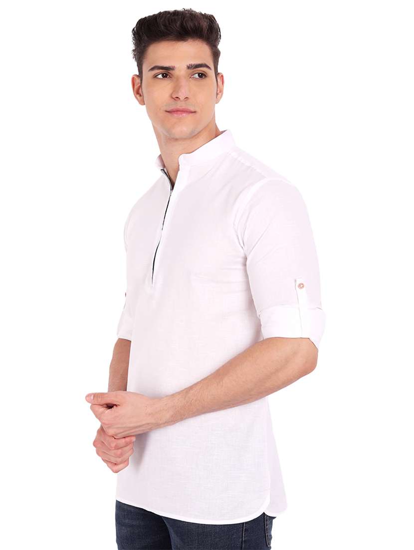 white solid short kurta - 18454650 -  Standard Image - 1