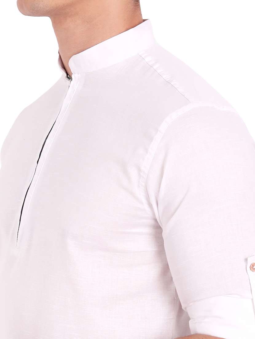 white solid short kurta - 18454650 -  Standard Image - 4