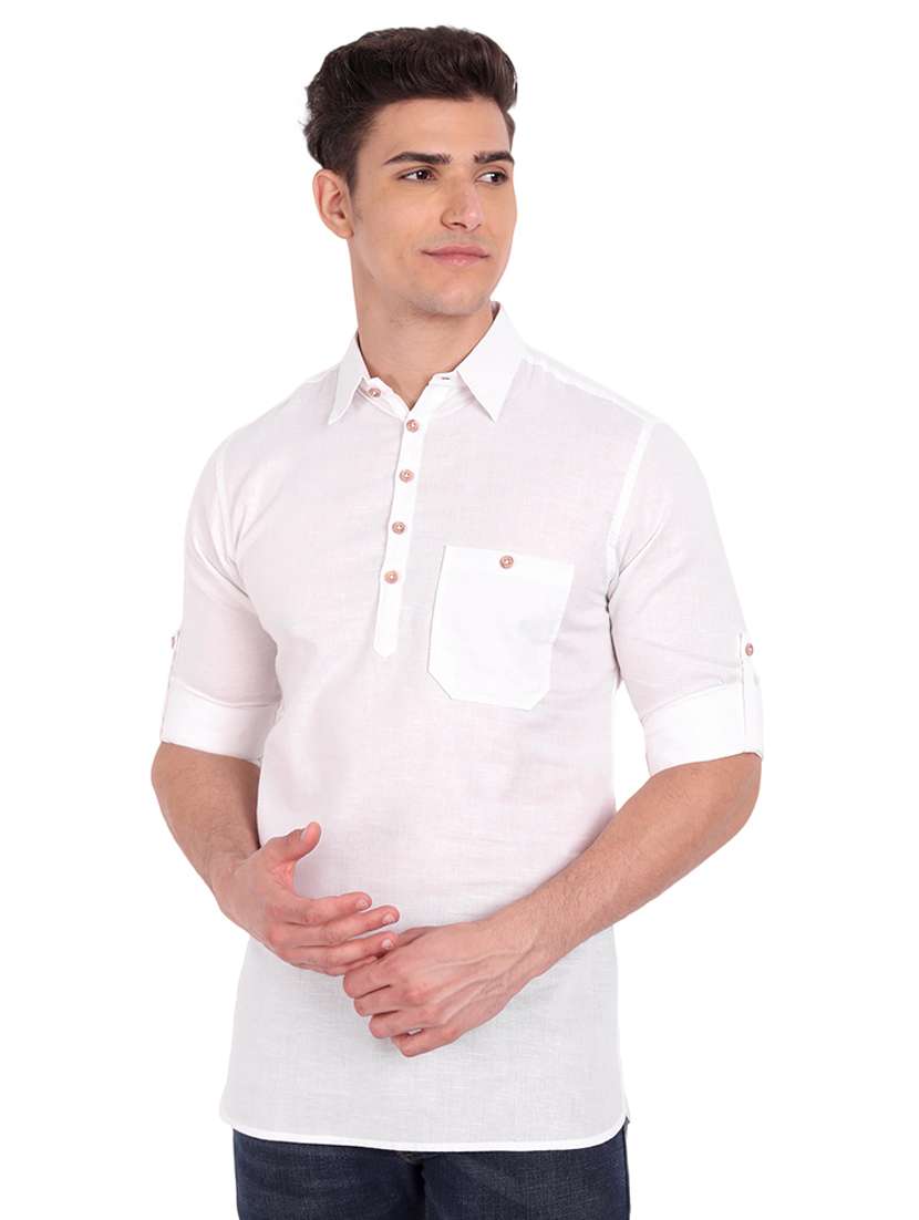 white solid short kurta