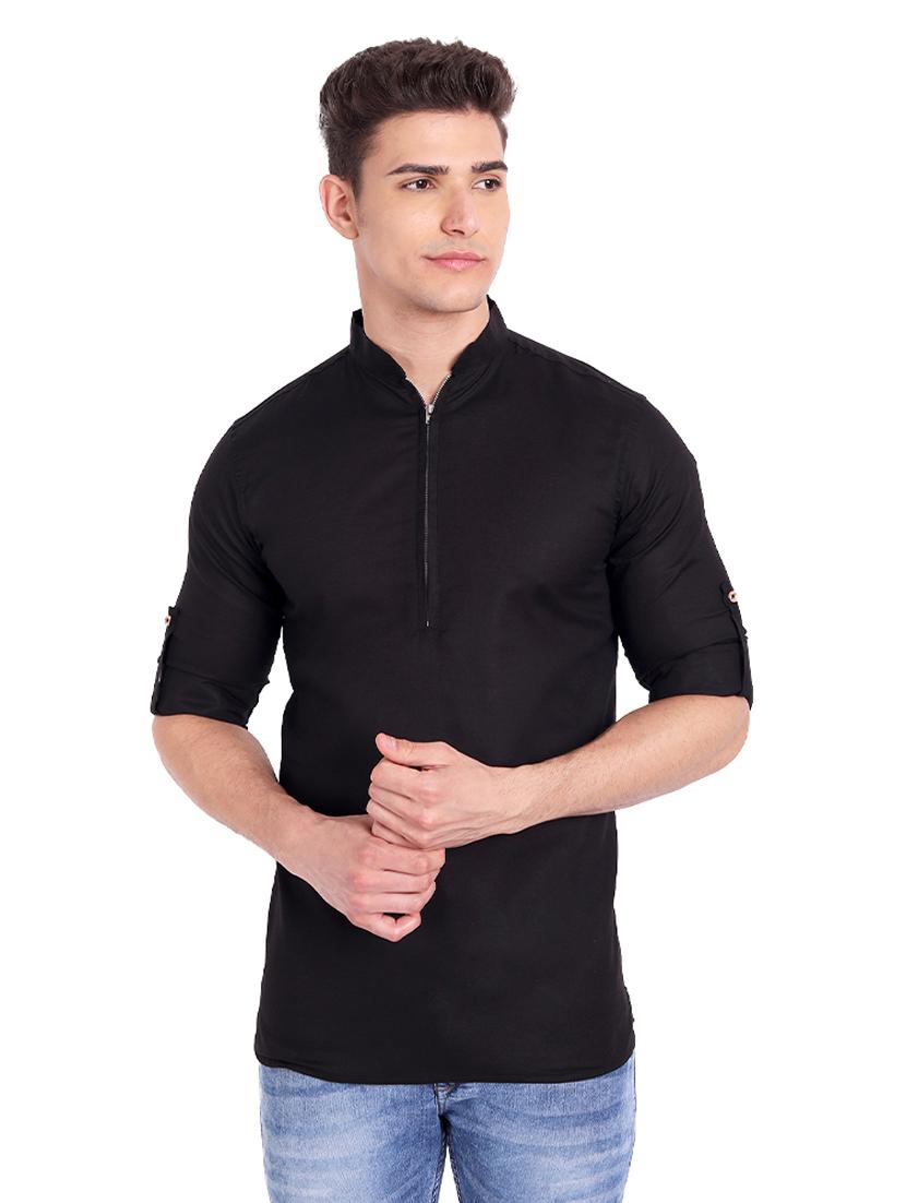 black solid short kurta