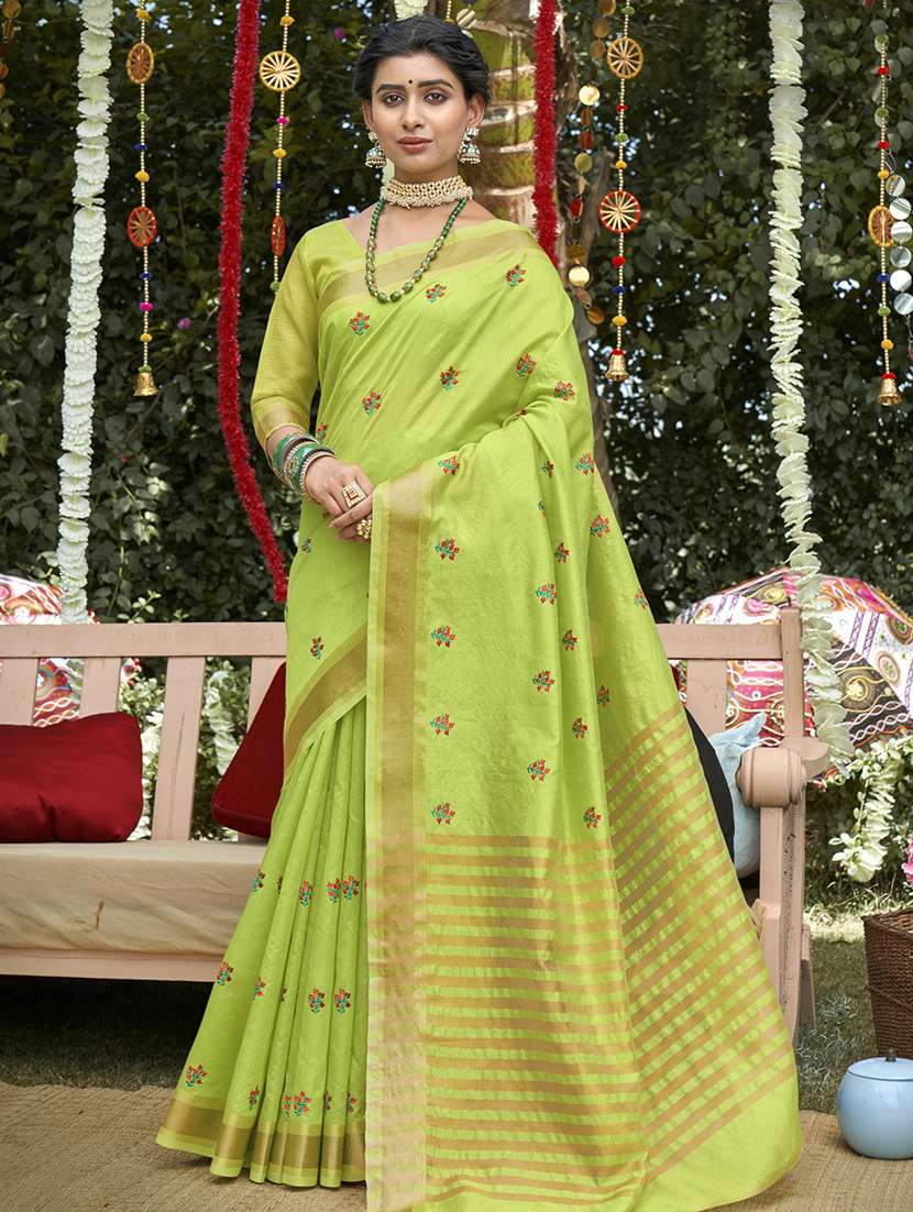 golden zari work woven saree  with blouse