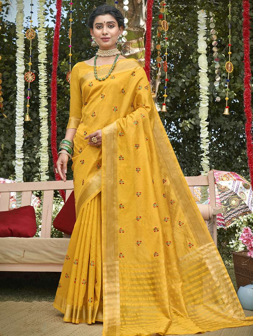 golden zari work woven saree  with blouse