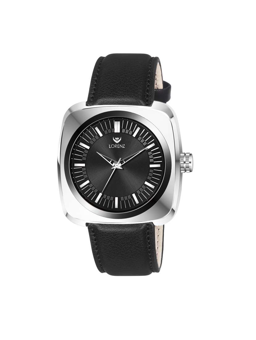 lorenz men's fashion stainless steel case | superior black square dial watch for men | mk-4018r - 18454792 - Zoom Image - 0