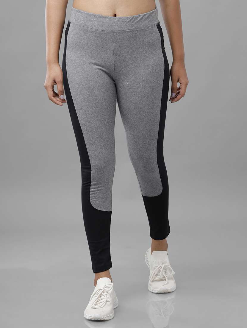 color block ankle length active wear tights