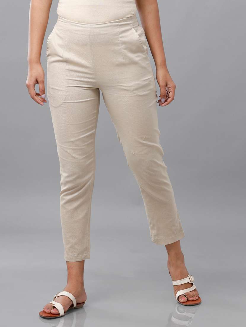 mid rise solid cigarette pant trouser