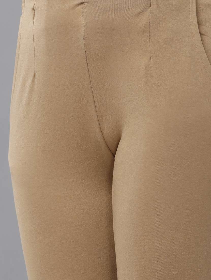 beige solid tapered pant - 18455266 -  Standard Image - 4