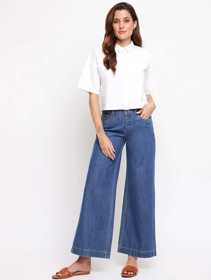 women's plain wide leg jeans - 18455872 -  Standard Image - 4