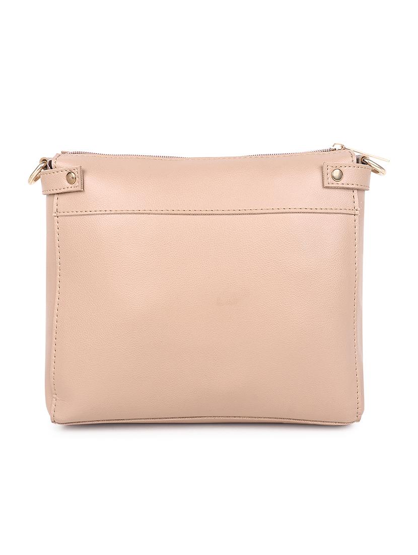 beige solid regular sling bag with wallet - 18457207 - Standard Image - 1