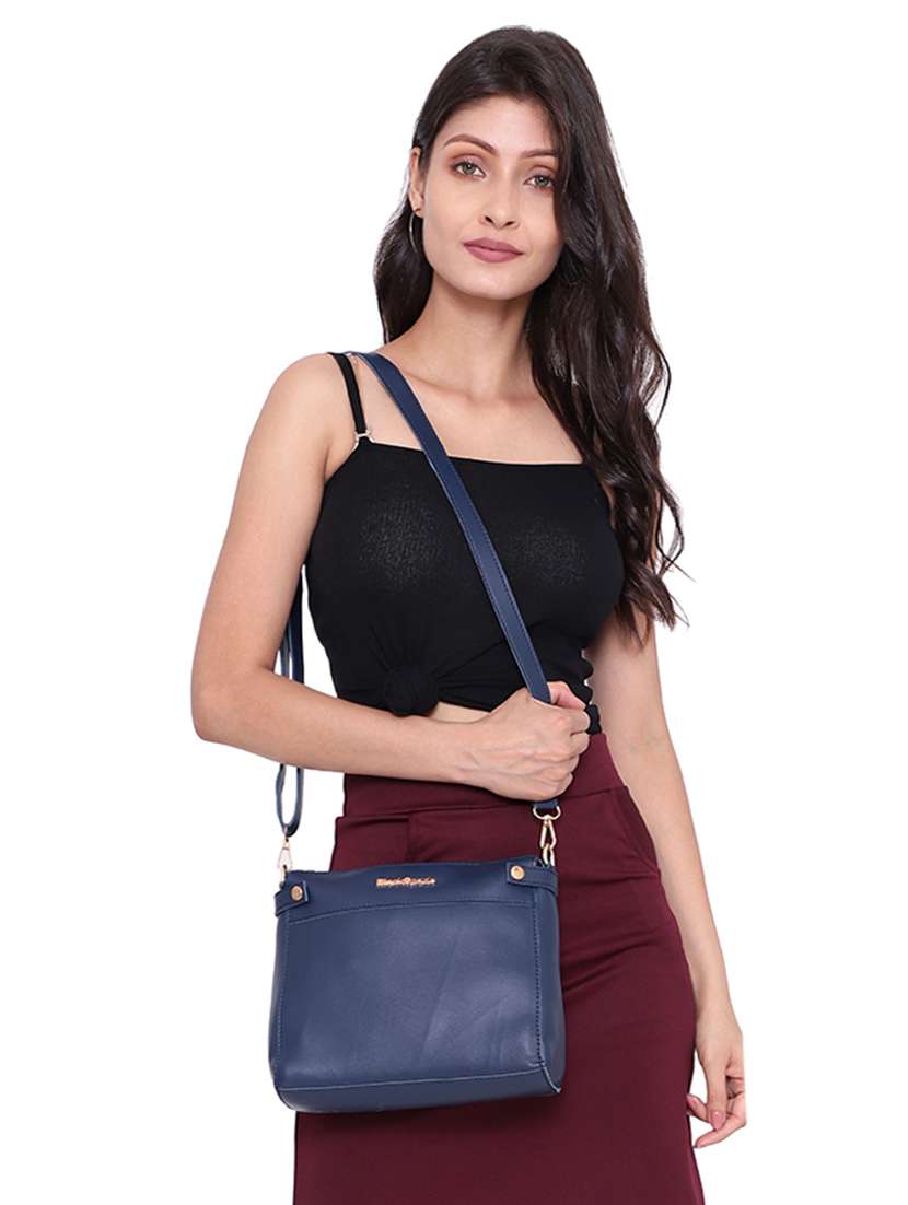 navy blue solid regular sling bag with wallet - 18457208 -  Standard Image - 4