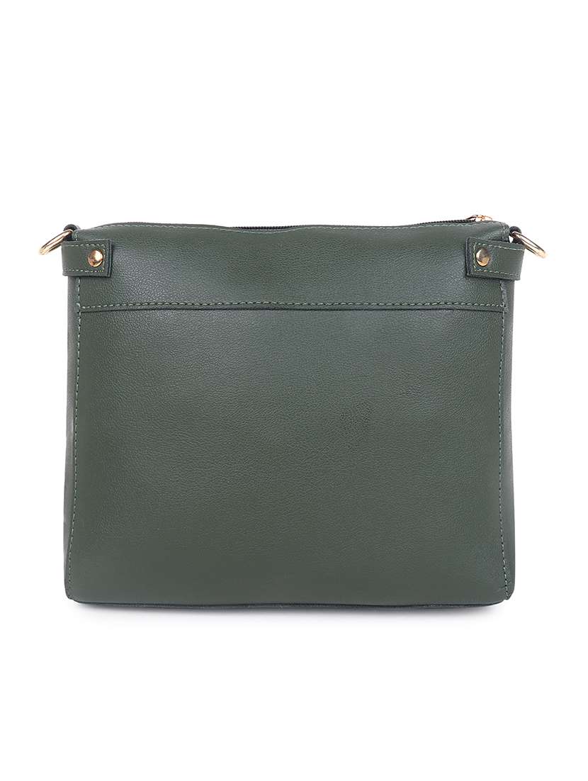 green solid regular sling bag with wallet - 18457209 -  Standard Image - 1