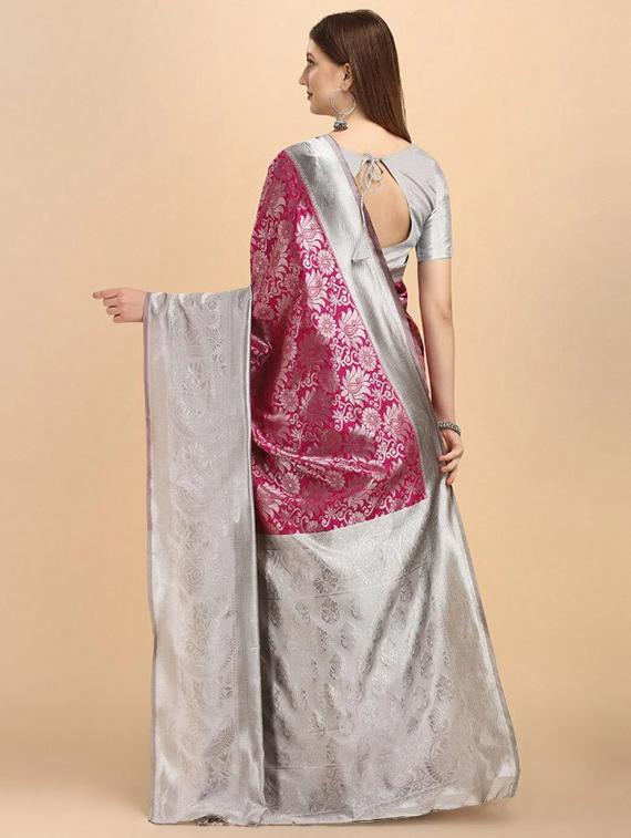 jacquard work woven saree with blouse - 18458130 - Standard Image - 1
