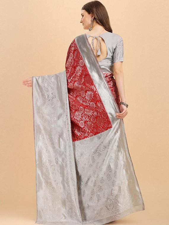 jacquard work woven saree with blouse - 18458133 -  Standard Image - 1
