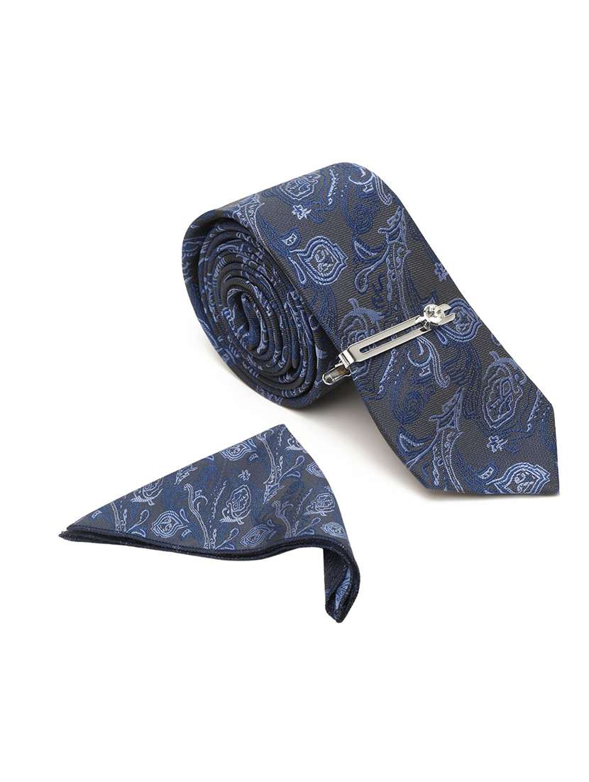 blue self design tie 