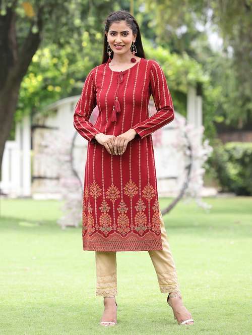 women's straight kurta - 18458860 - Standard Image - 0