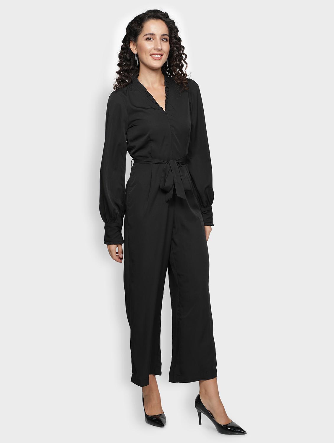 bishop sleeved solid full leg jumpsuit - 18458961 - Standard Image - 1