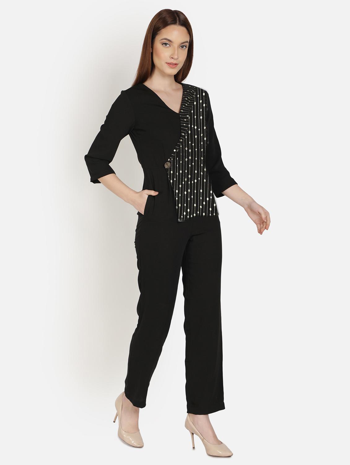overlap neck printed full leg jumpsuit - 18458964 -  Standard Image - 1