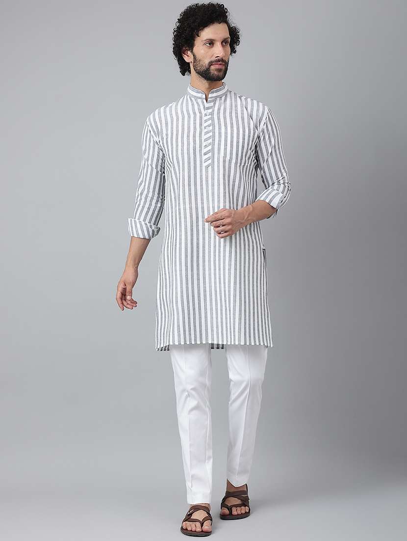 grey striped long kurta