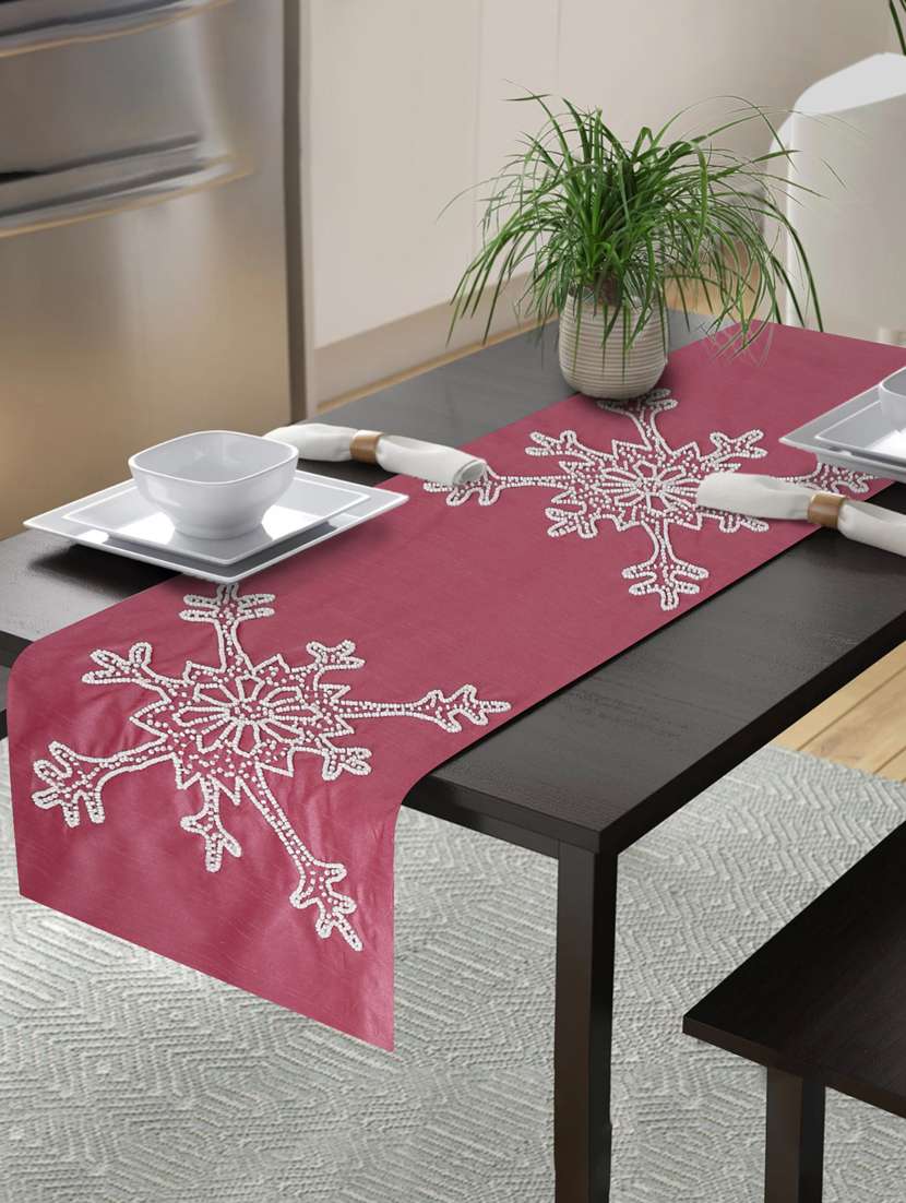 alina decor embllished table runner for center and dining tabale - 13x60 inch