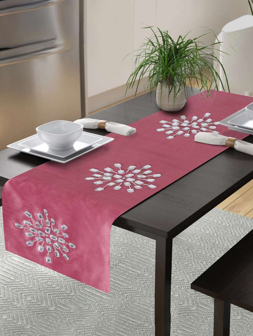 alina decor embllished table runner for center and dining tabale - 13x60 inch