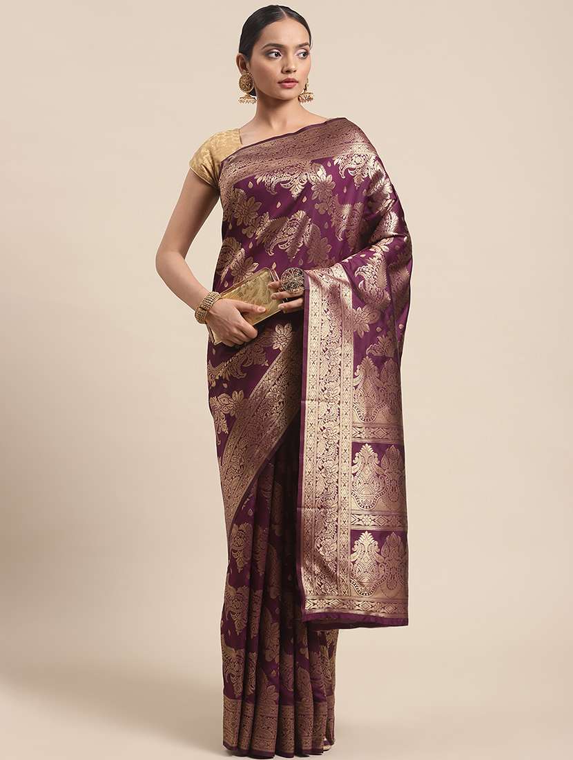 golden zari work banarasi saree with blouse