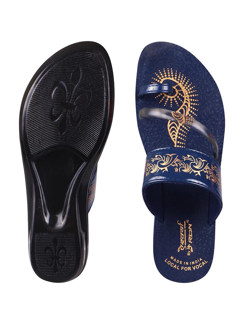 women navy blue printed toe separator sandal - 18460324 -  Standard Image - 1