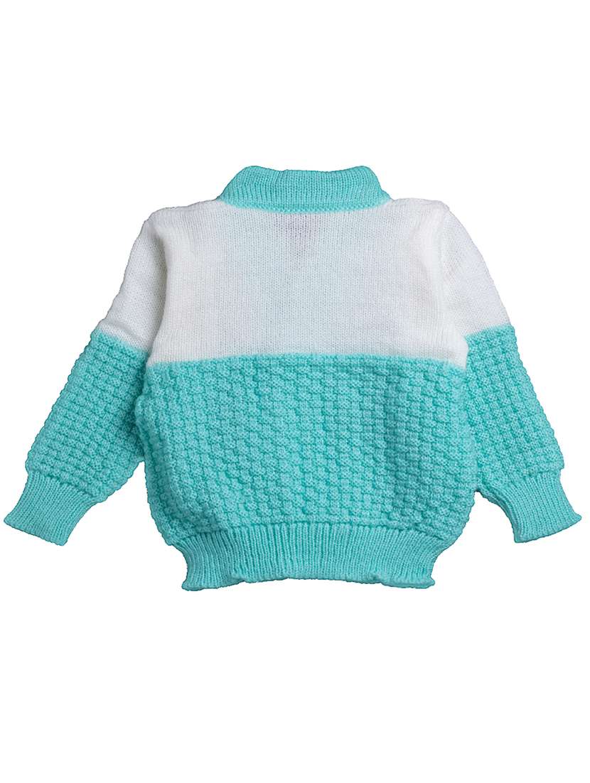boys sea green color block sweater with cap & socks - 18460385 -  Standard Image - 1