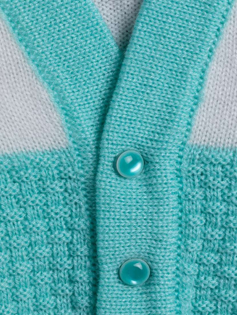 boys sea green color block sweater with cap & socks - 18460385 - Standard Image - 4