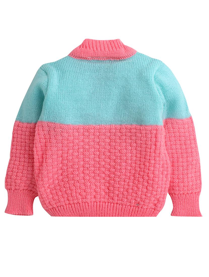 girls pink color block sweater with cap & socks - 18460394 - Standard Image - 1